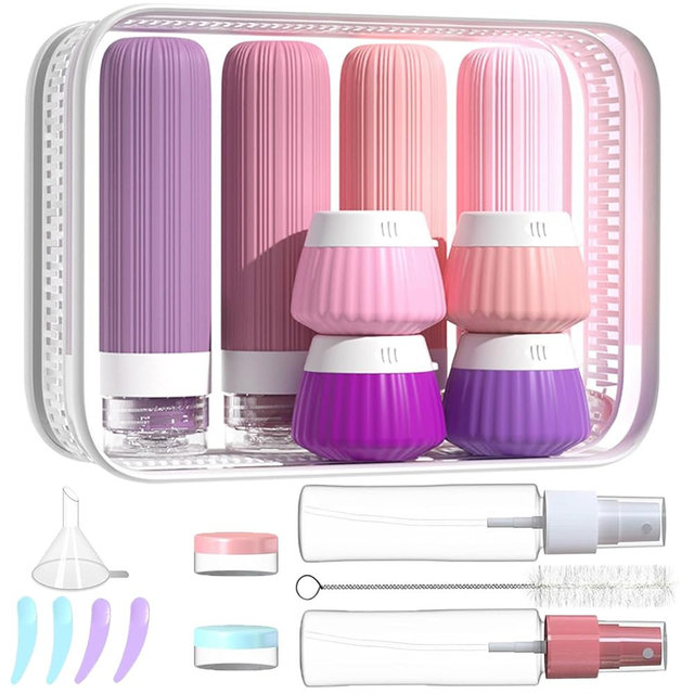 NuvaConx 18Pack Travel Bottles for Toiletries TSA Approved Silicone Travel Containers for Toiletries, Leak Proof Refillable Liqus Shampoo And Conditioner travel Essentials toiletry Bottles (BPA Free)