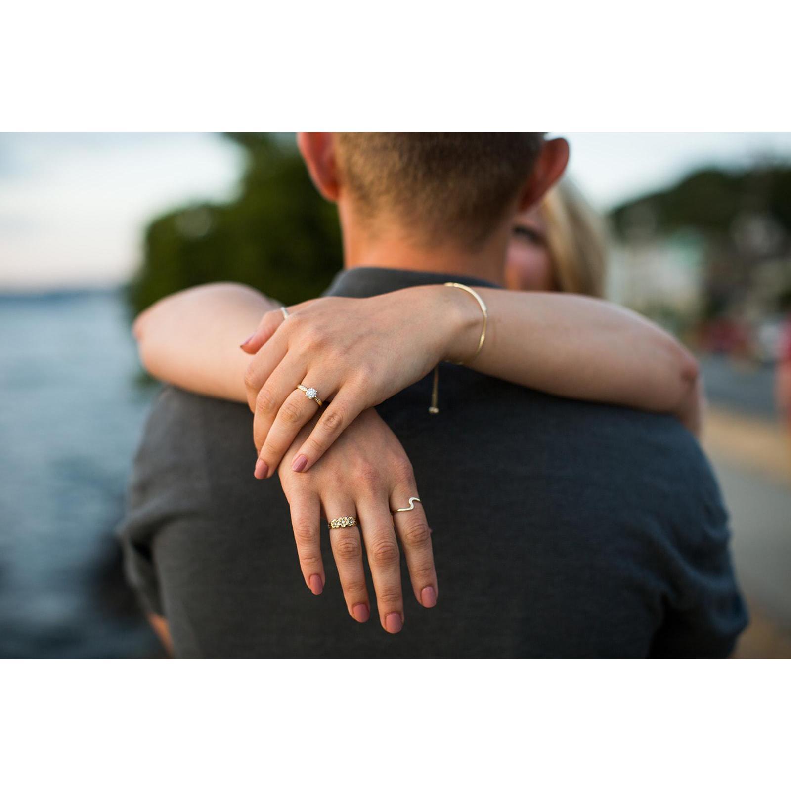 Jewelry holds special meaning to me. Plumeria ring from my parents, wave ring belonging to my great Aunt Claudia, and the beautiful diamond ring my love has given me to wear for the rest of my life.