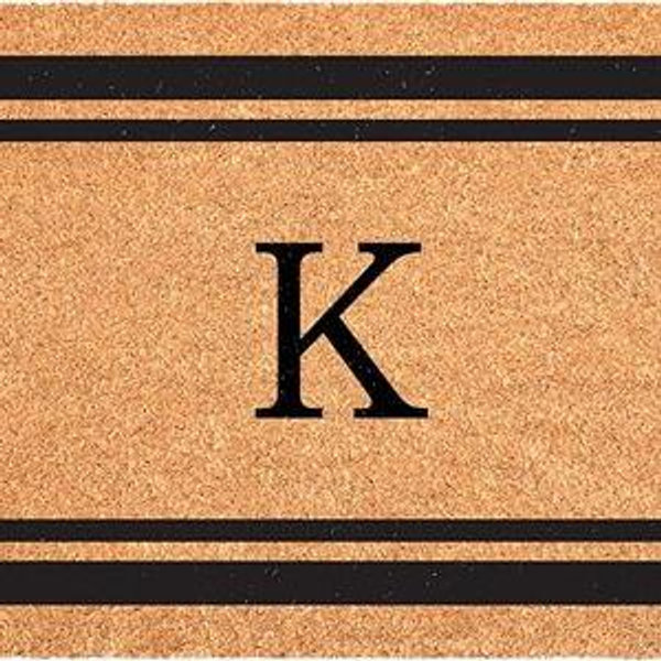 Calloway Mills 152961830K Black Border 18" x 30" Monogram Doormat, (Letter K)