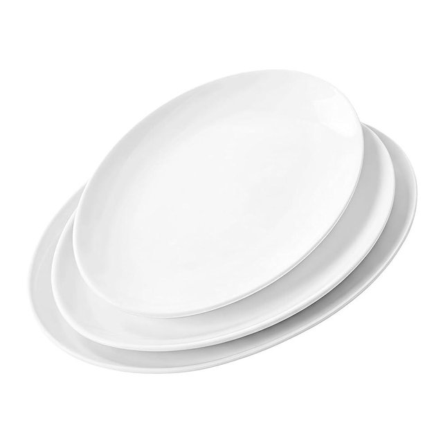 YALONG Serving Platters Set of 3 – 15.5/14/12 Inch Oval White Serving Platters, Large Porcelain Serving Platter Set for Party, Appetizers, Charcuterie, Sushi & Dessert, Microwave & Dishwasher Safe