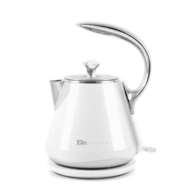 Elite Platinum 1.2L Cool-Touch Stainless Steel Electric Kettle, White