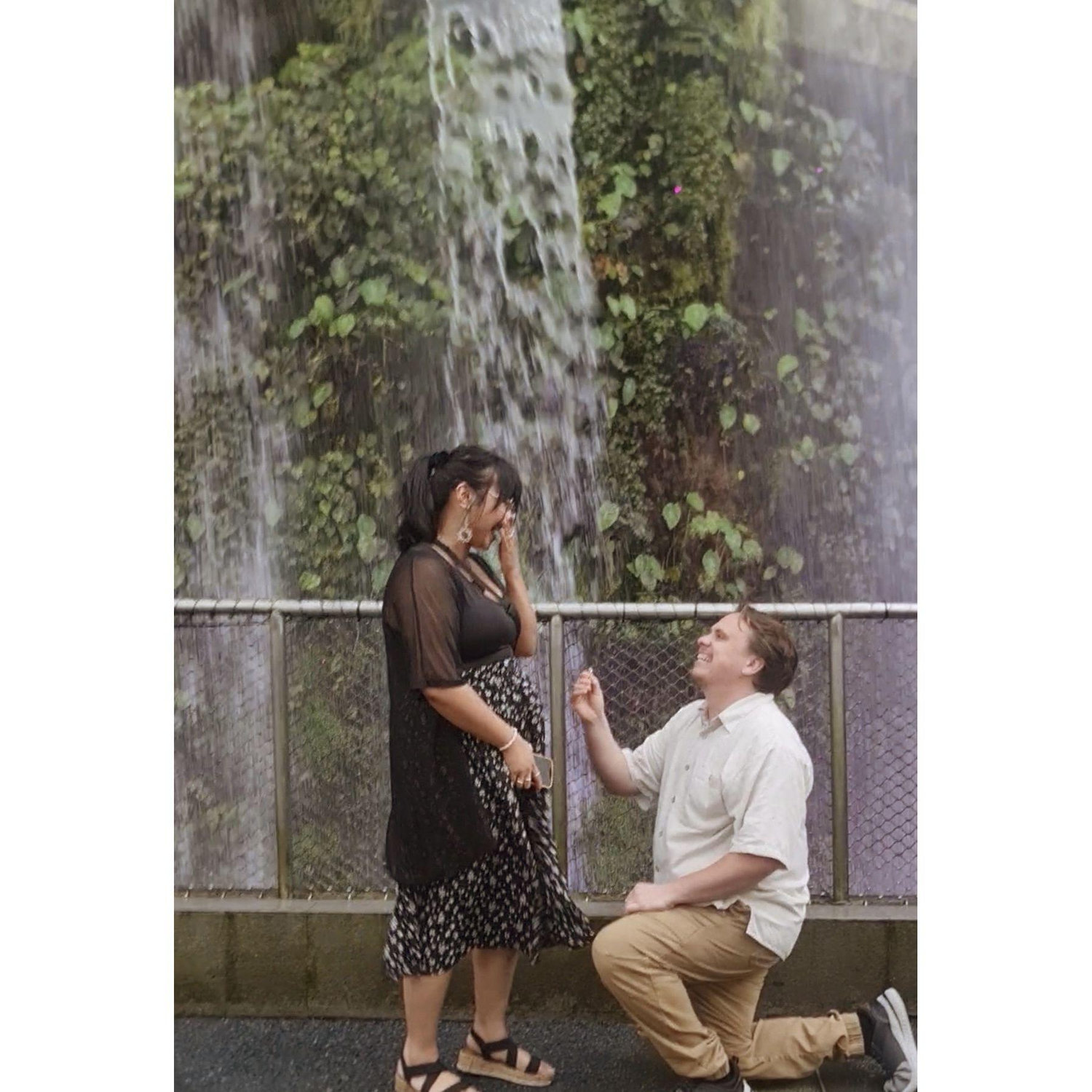 Zack proposed in front of the gorgeous indoor waterfall in Singapore's Cloud Forest. It was such a surprise and a very special moment!