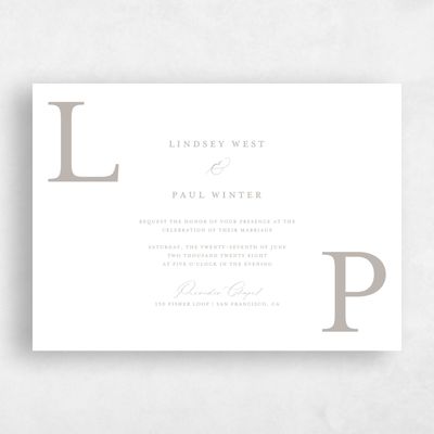 Brown Landscape Wedding Invitation - Richmond Landscape Letterpress