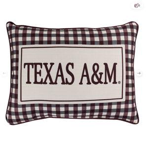 Texas AM Little Birdie Gingham Pillow - Maroon