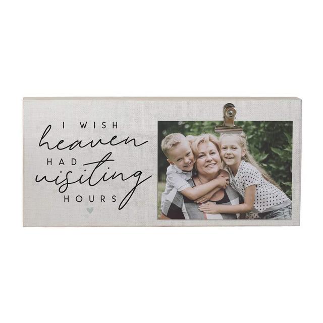 Simply Said, INC Celebration of Life Picture Clip Photo Frame, I Wish Heaven Had Visiting Hours, 12 x 5.5 inches, Solid Wood, Made in USA, CLP1404