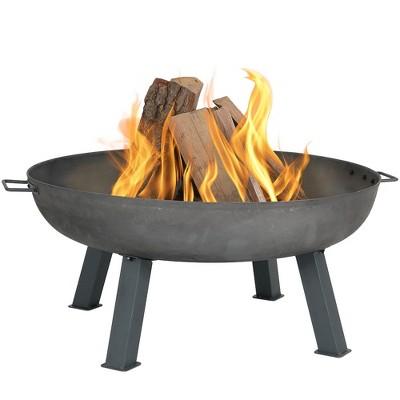 Rustic 34" Steel Wood Burning Fire Pit Bowl - Round - Sunnydaze Decor