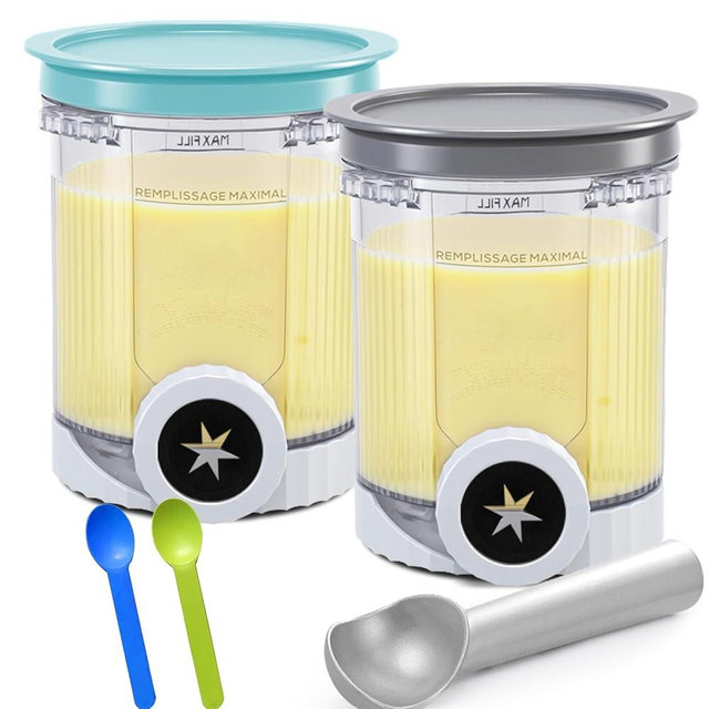 Creami Pints and Lids for Ninja Swirl, 2 pack Creamy Icecream Containers Cups Jars Tubs Canisters Smoothie Pot Compatible with NC700 Series Creamer Ice Cream Cones Machine Serve Soft Maker Accessories