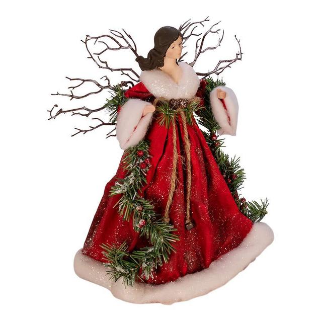 Kurt S. Adler Kurt Adler 14-Inch Fabric Mache Red Angel Treetop, Multi