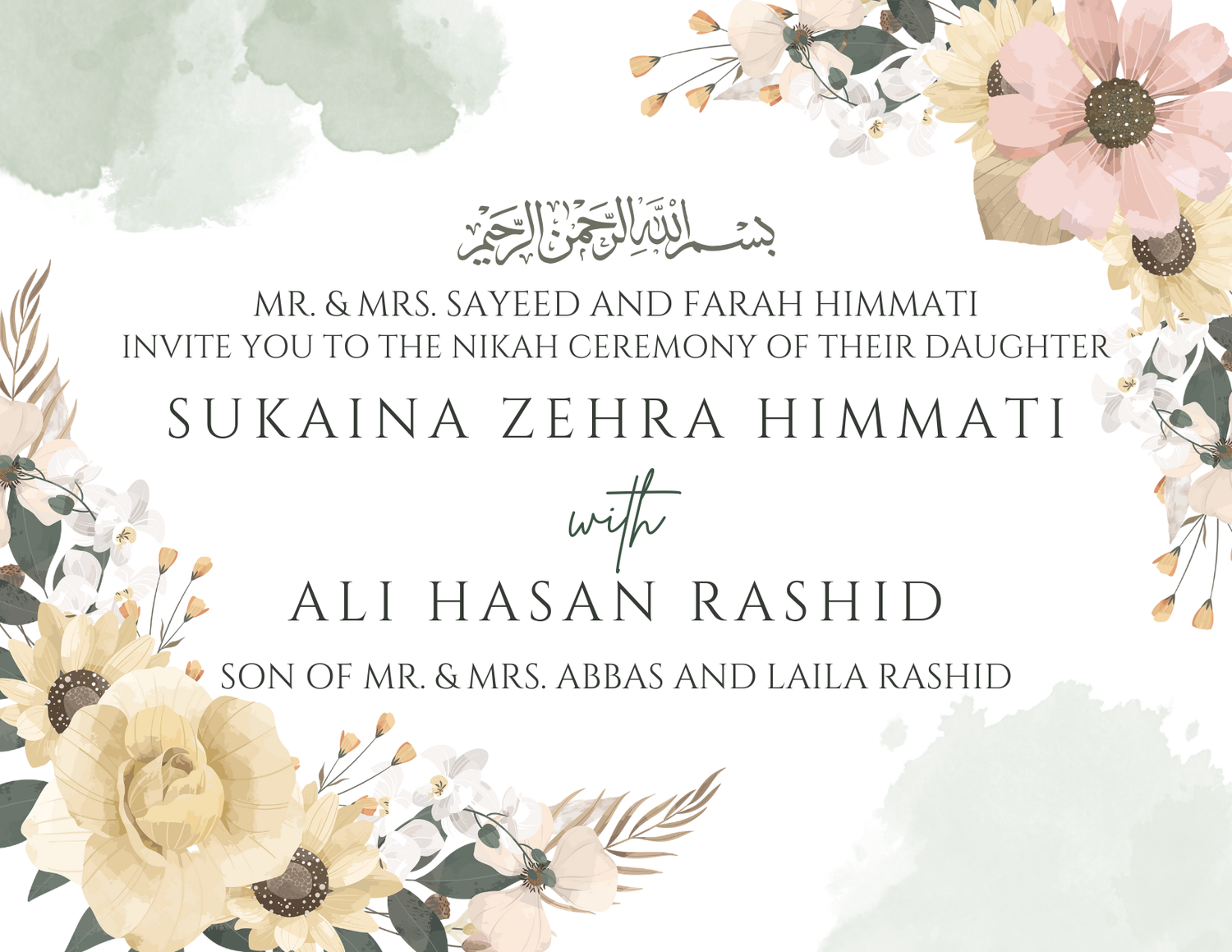 The Wedding Website of Sukaina Zehra Himmati and Ali Hasan Rashid