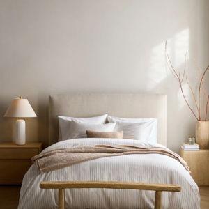 Classic Organic Percale Deluxe Bedding Bundle in Double Stripe Toffee