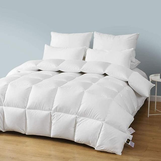 Oaken-Cat Ultra-Soft Egyptian Cotton Down Comforter Duvet King - All Season 750 Fill-Power Medium Warm European Goose Down Feather Comforter Insert (106"x90", White)