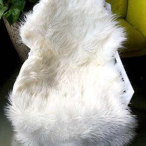 OJIA - Ojia Deluxe Soft Faux Sheepskin Chair Cover Seat Pad Plain Shaggy Area Rugs For Bedroom Sofa Floor Ivory White 2ft x 3ft