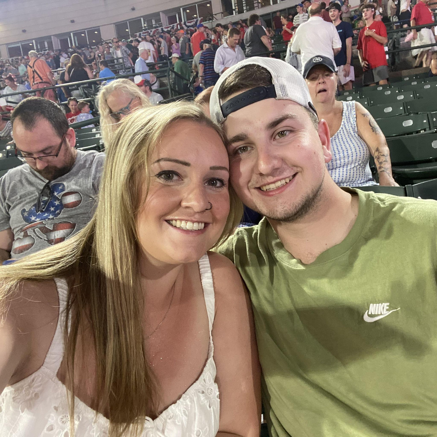 Our first date - baseball, of course.