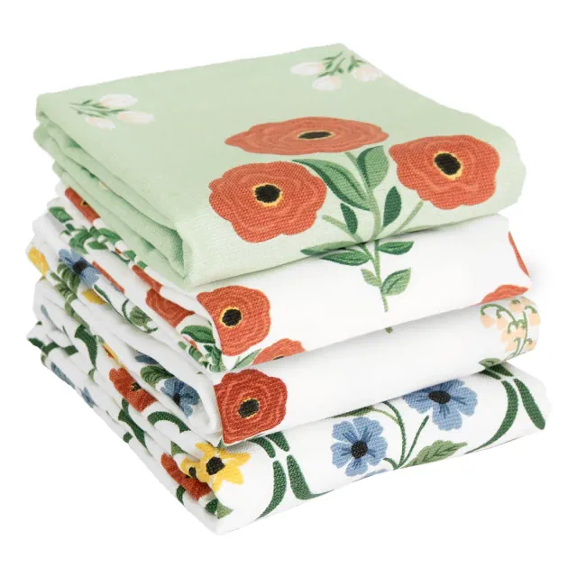 John Ritzenthaler Co. 100% Cotton Kitchen Towels, Rose Trellis Floral – Absorbent Dish Towels for Drying & Cleaning – Soft & Durable