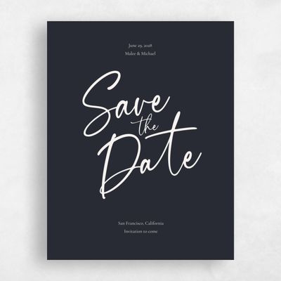Ebony, Black Wedding Save the Date - Santorini Type