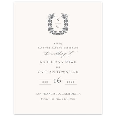 Charcoal, Beige Wedding Digital Save the Date - Mirra Portrait