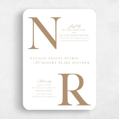 Brown Rounded Wedding Invitation - Holt Portrait Letterpress
