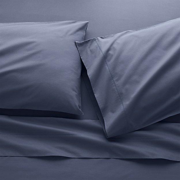 Percale 400 Thread Count Indigo Queen Sheet Set