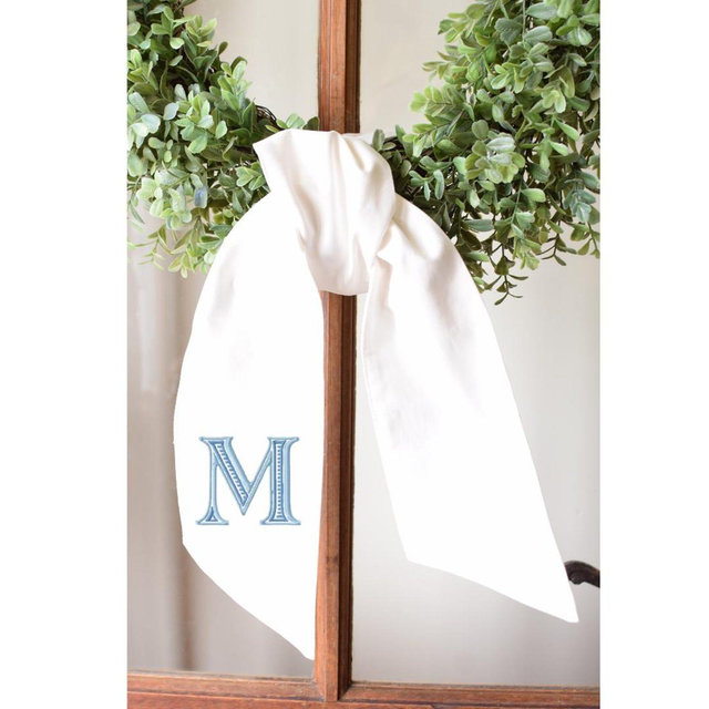 Monogram Wreath Sash For Front Door, Front Door Bow Sash, Initial Door Decor, Gift Housewarming, Personalized Wreath Sash, Custom Door Decor