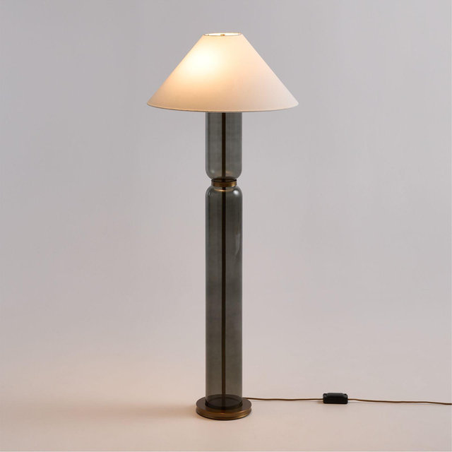 Velato Glass Floor Lamp with White Shade