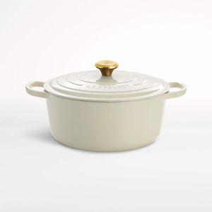 Le Creuset Signature 7.25-Qt. Round Cream Enameled Cast Iron Dutch Oven with Lid + Reviews | Crate & Barrel