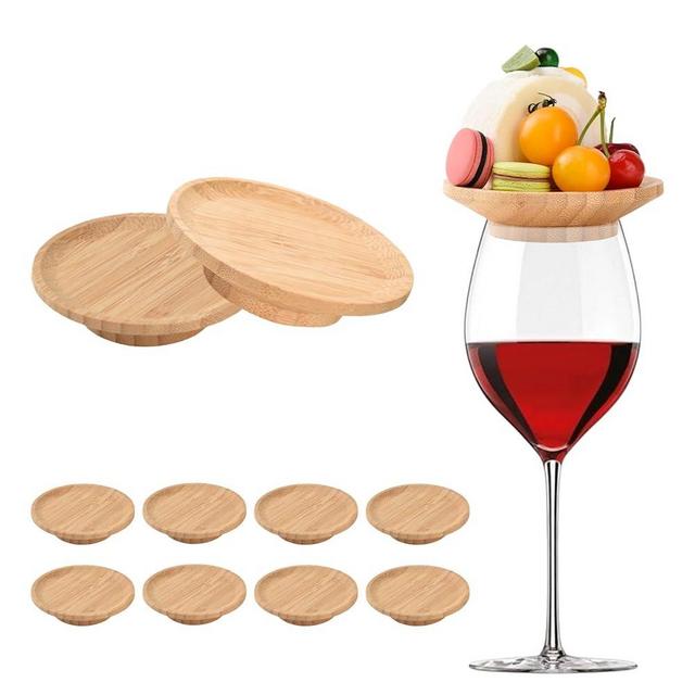 FZMEHL 10 Pcs Wine Glass Charcuterie Topper, Wine Glass Topper Coasters Plate, Wine Glass Charcuterie Board Topper for Family Gatherings, Restaurants, Bars