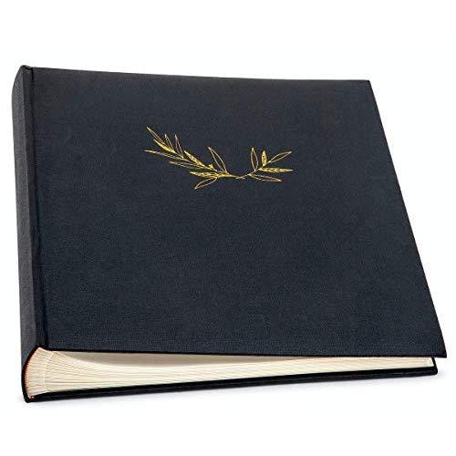 La Lente Premium Photo Album, Large Customizable, 50 pages/100 Sheets, 4x6, 5x7, 8x10, Gold Stamped, Dry-Mount, Picture Scrapbook, Wedding, Vacation, Anniversary, Baby Shower, Graduation or Travel