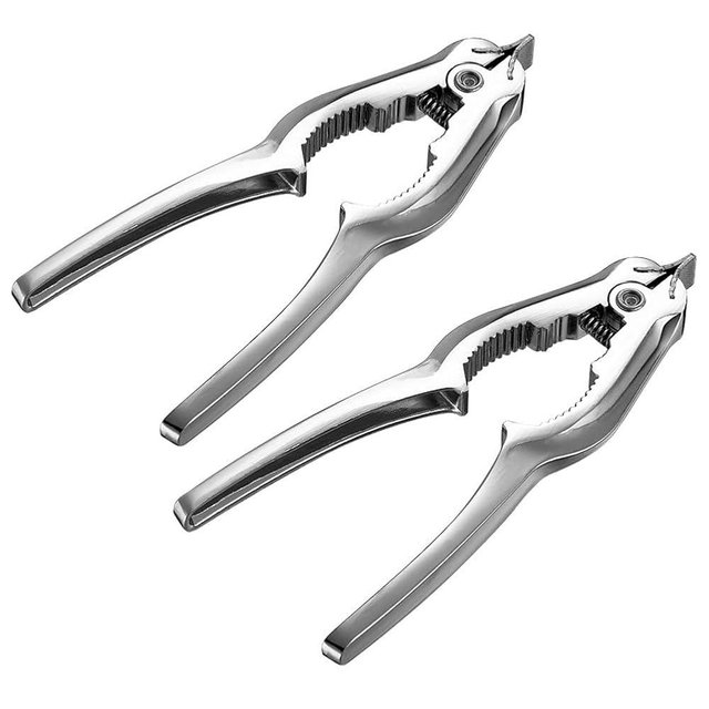 2 Pieces Shell Opener Clam Opener Clam Opener Clam Plier Nut Cracker Tool Crab Cracker Lobster Cracker Nutcracker Walnut Opener Nut Opener Walnut Plier Walnut Cracker, Silver