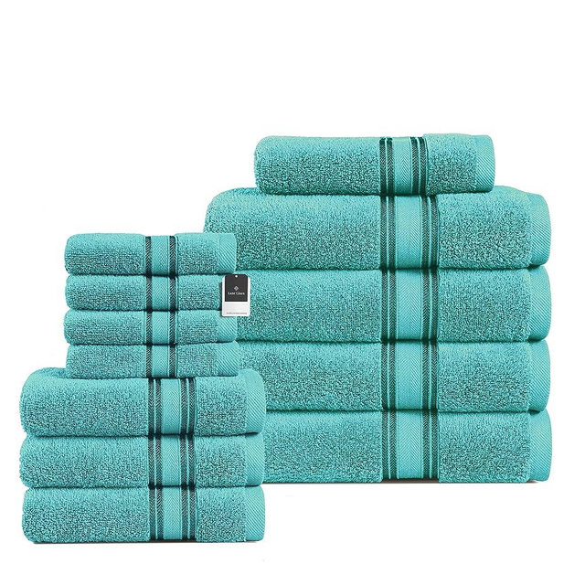 Lane Linen Luxury Bath Towels Set - 12 Piece Set, 100% Cotton Bathroom Towels, Zero Twist, Quick Dry Shower Towels, Absorbent Bath Towel, Super Soft, 4 Bath Towels, 4 Hand Towels, 4 Wash Cloths - Teal