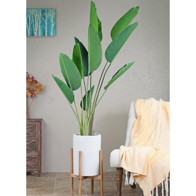 Kimbrell Ceramic/Wood Pot Planter