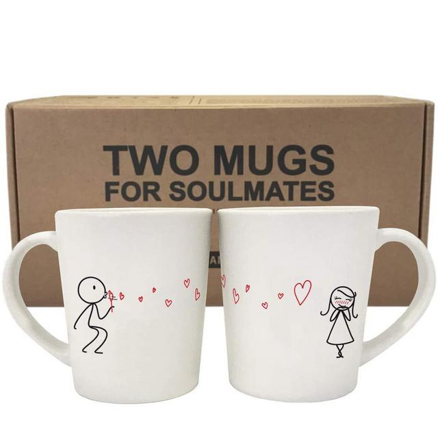 BOLDLOFT From My Heart to Yours His and Hers Matching Couple Coffee Mugs Set -Couples Gifts Valentines Day Anniversary Wedding Engagement Gifts for Wife Girlfriend Gifts Romantic Gifts for Her
