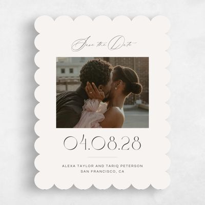Beige Scalloped Wedding Save the Date - Nash Photo