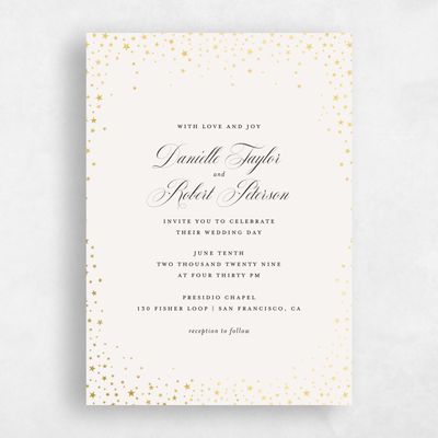 Beige Foil Wedding Invitation - Emery Classic Foil