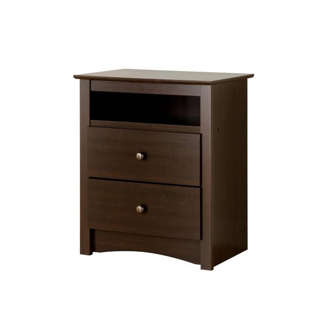 Tall 2 Drawer Nightstand with Open Shelf Espresso - Prepac