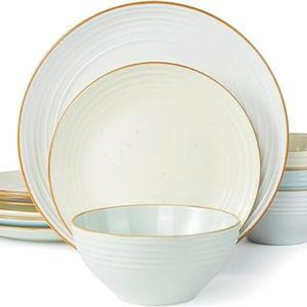 Famiware Jupiter Dinnerware Set, Plates and Bowls Sets for 4, Microwave and Dishwasher Safe, Scratch Resistant, 12 Pieces Dishes Set, Multi-color