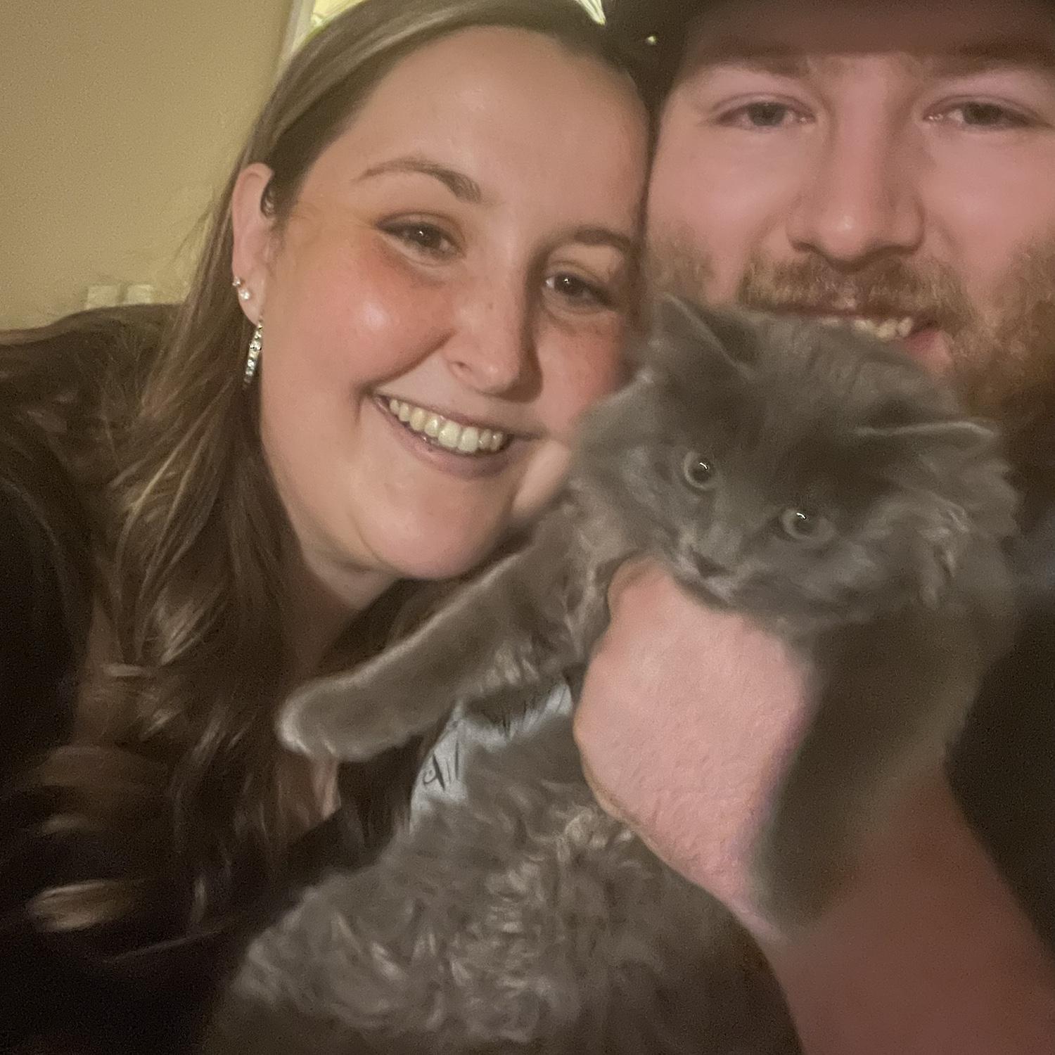 Cody and Bailey with their cat Storm!