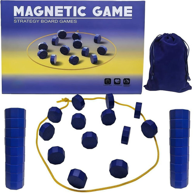 FEELGUY Magnet Chess Game Magnet Game with String and 20 Magnetic Stones,Magnetic Games Set Puzzle Strategy Games for Family & Party & Travel & Camping Tops