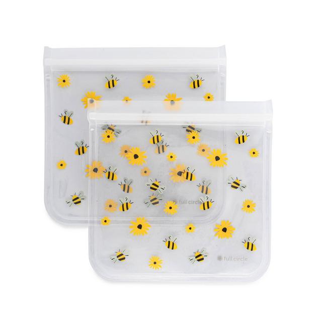 Full Circle 3.5 Cup 2pk Reusable Sandwich Bag Bees and Flowers