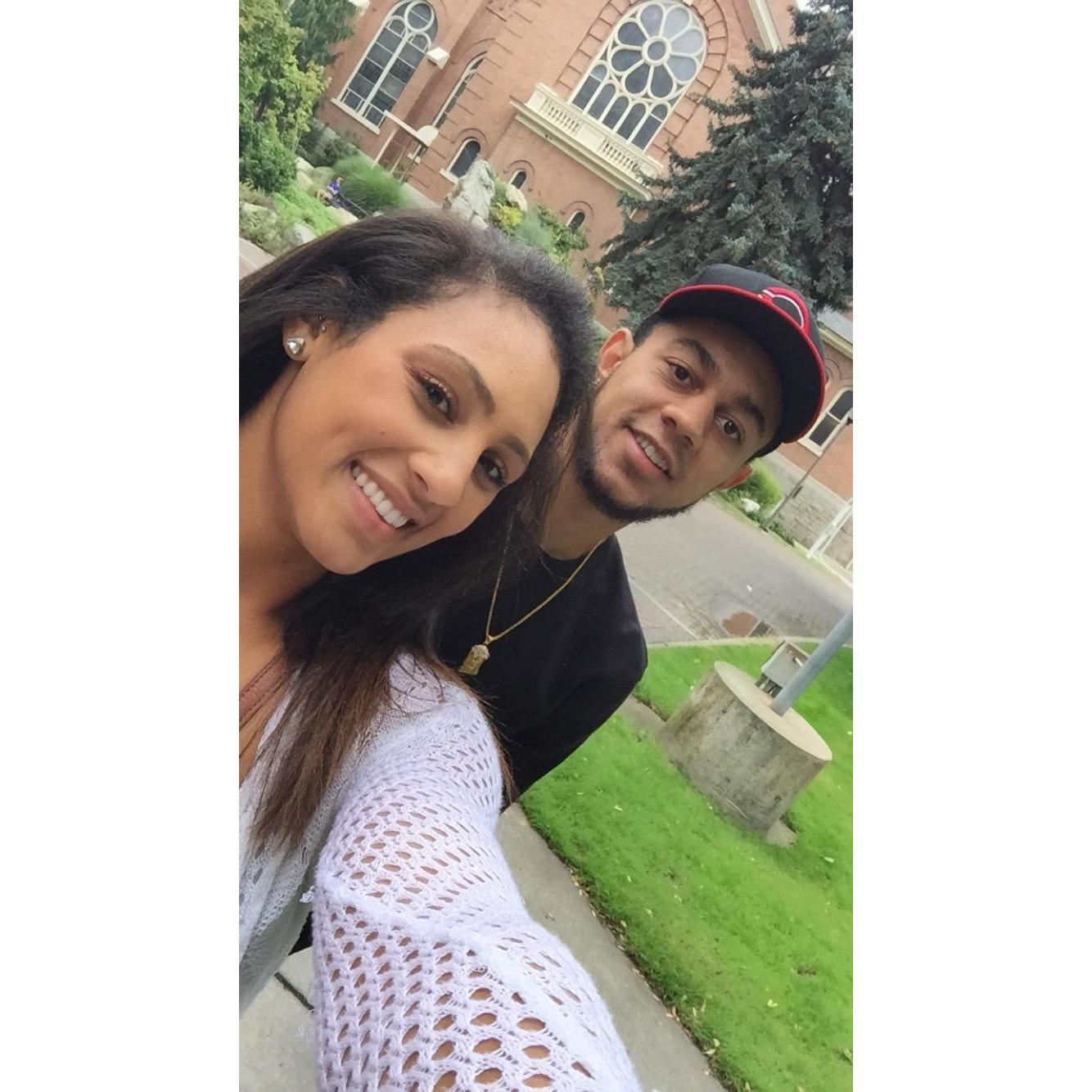 Kirstyn's first time visiting Nigel at Gonzaga after he transferred.