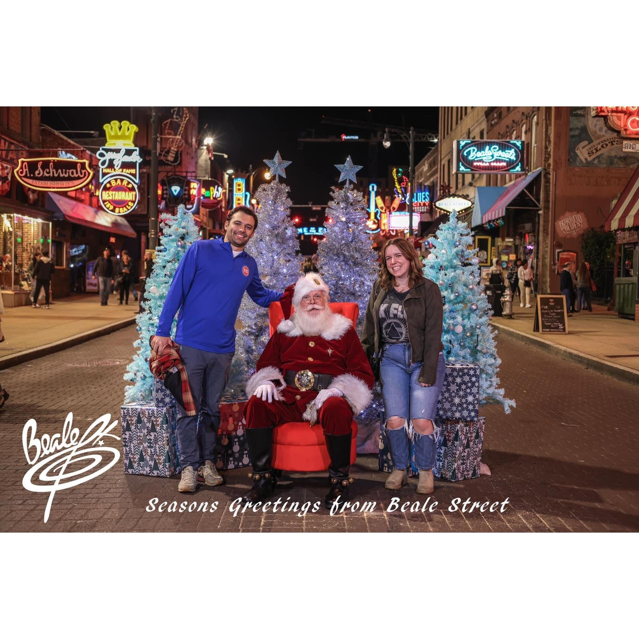Our first Christmas card... Meeting Santa on Beale St. For Luke's 25th birthday, Jackie surprised him with a trip to Memphis to see the Pistons vs Grizzlies. This is still one of their favorite trips.