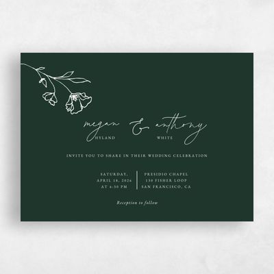 Dark Forest, Green Wedding Invitation - Varnell Landscape