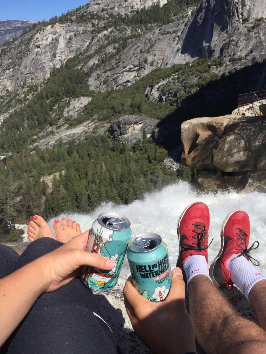 Beers atop Nevada Falls