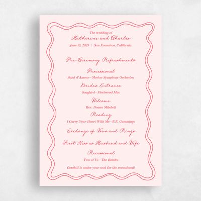Lightest Blush, Pink Wedding Program - Cara