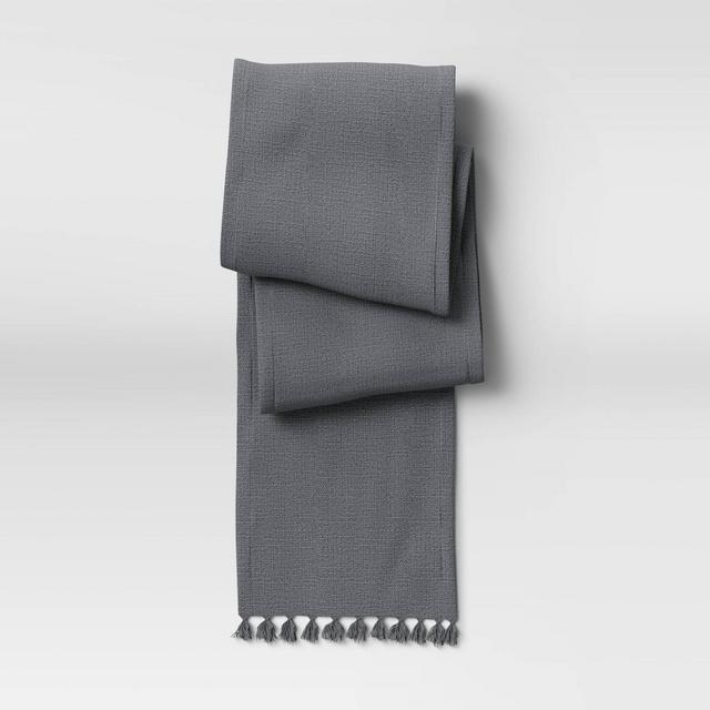 108" x 14" Cotton Textured Runner Gray - Threshold™