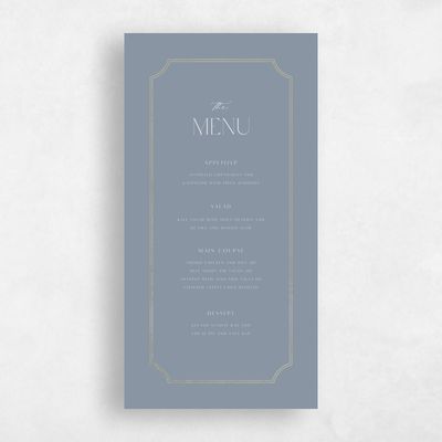 Dusty Blue Wedding Menu - Rothenburg Foil