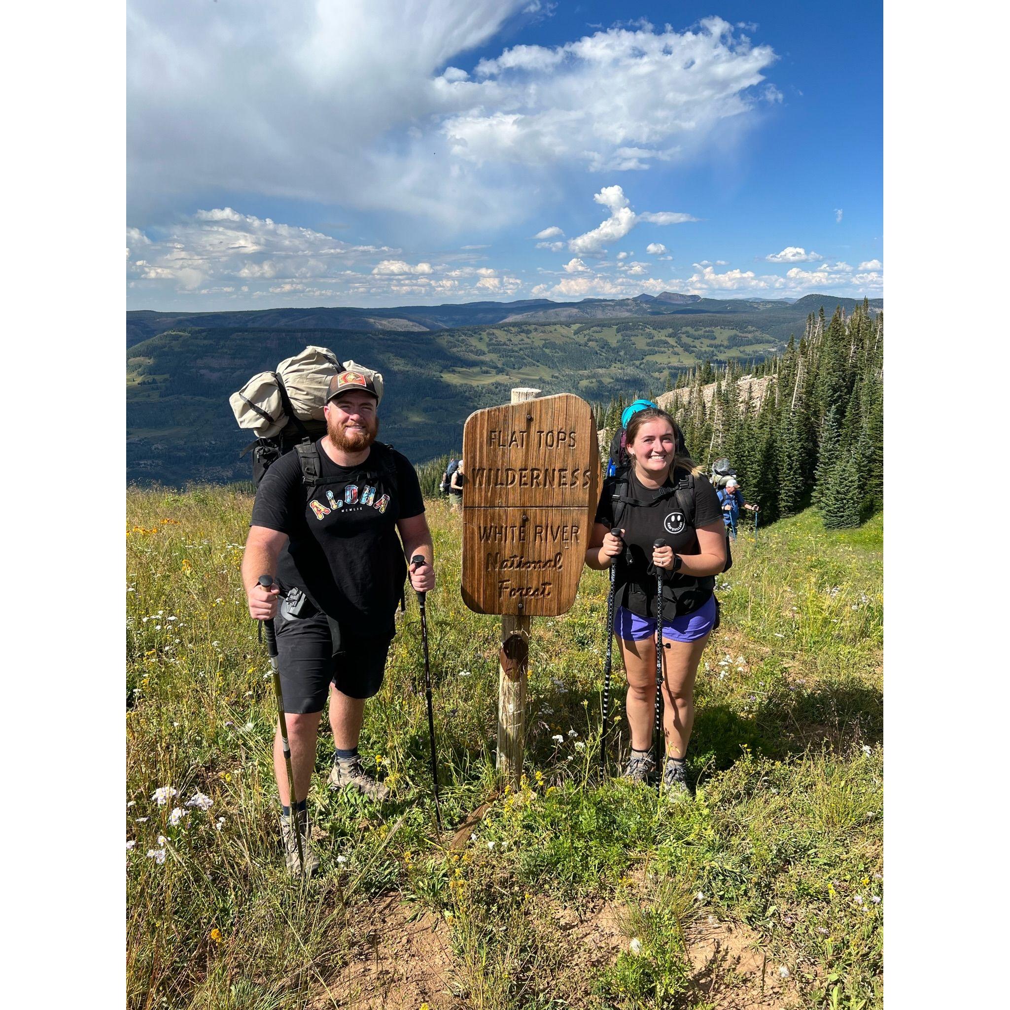 A pic from a backpacking trip we did with Logan's family on his birthday in 2022!
