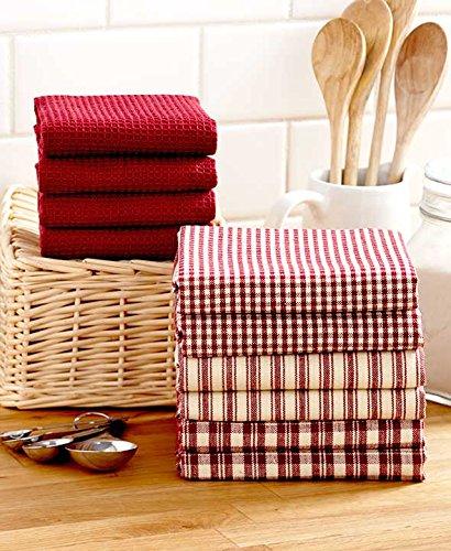10-Pc. Homespun Kitchen Towel set.  (Burgundy)