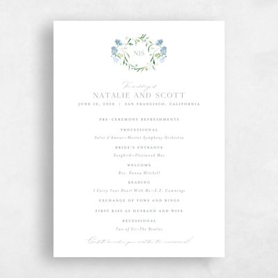 Powder Blue Wedding Program - Mirtillo