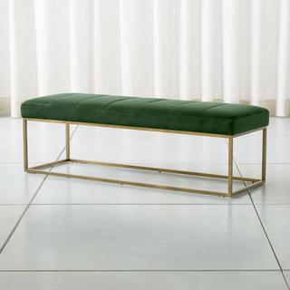 Channel Velvet Bench with Brass Base