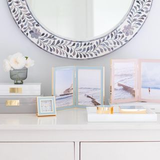 Enamel Silver Double Photo Frame